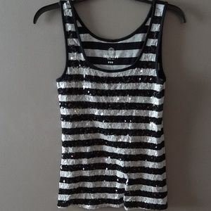 Black and grey stripped tank top